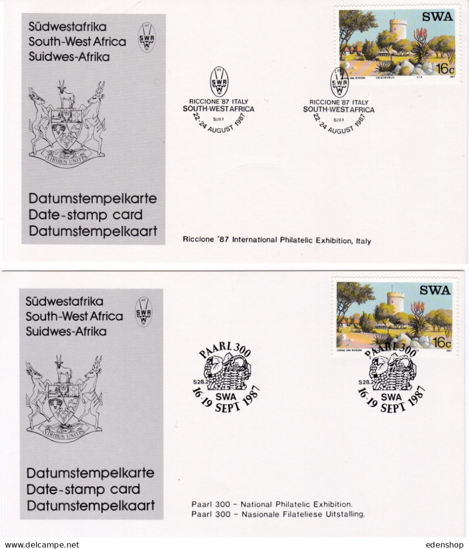 SOUTH WEST AFRICA 1983-1988 17 Date Stamp Cards  - Numbers 19 20 21 22 23 S25 S26 S27 S28 S28.1 S28.2 S29 S31