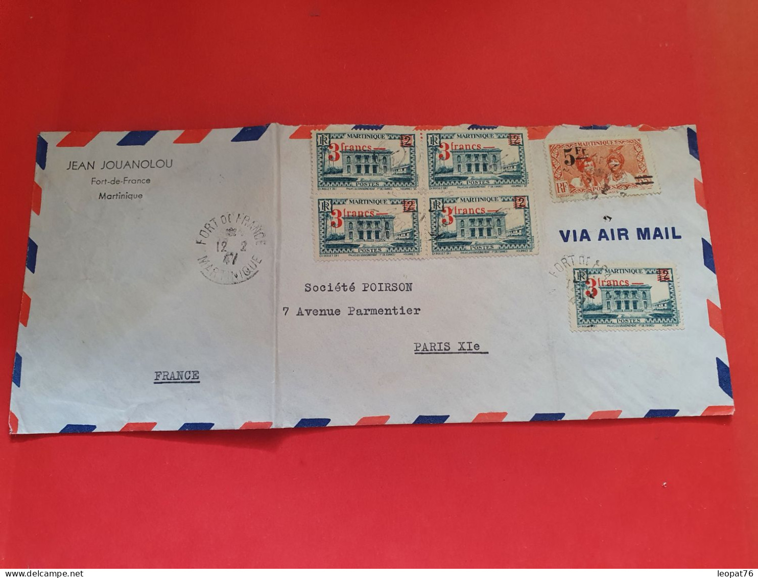 Martinique - Enveloppe ( Livrée Pliée ) Commerciale De Fort De France Pour Paris En 1947 - Réf 1587 - Cartas & Documentos