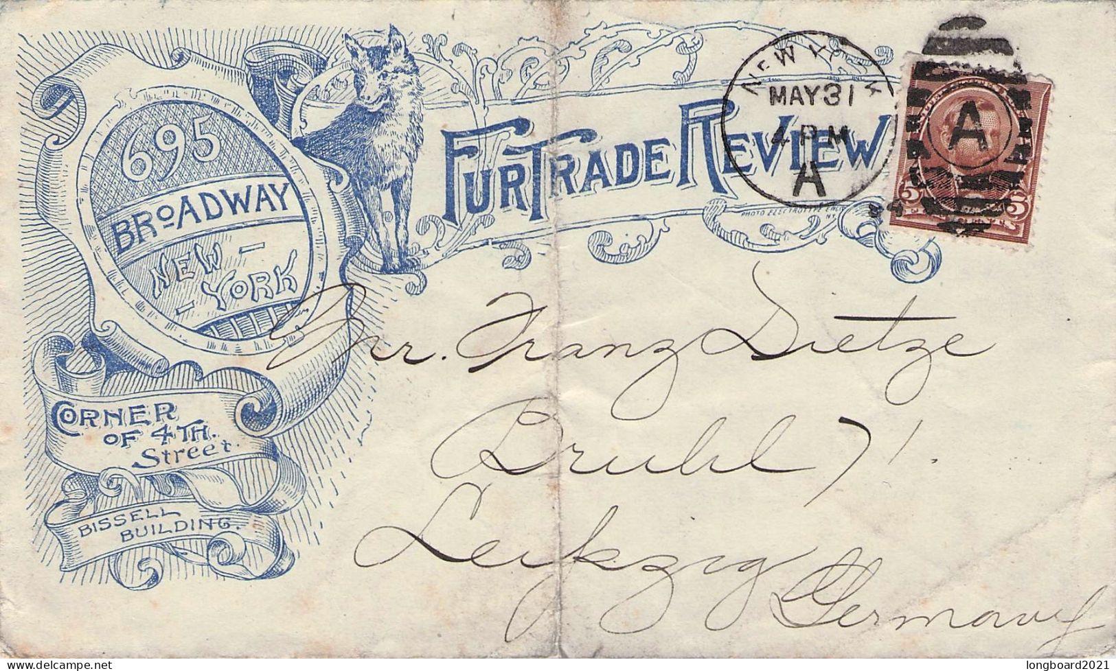 USA - MAIL 1894 NEW YORK > LEIPZIG/DE / *432 - Storia Postale