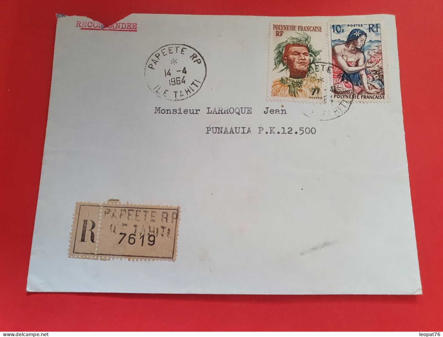 Polynésie - Enveloppe En Recommandé De Papeete Pour Punaaula En 1964 - Réf 1593 - Cartas & Documentos