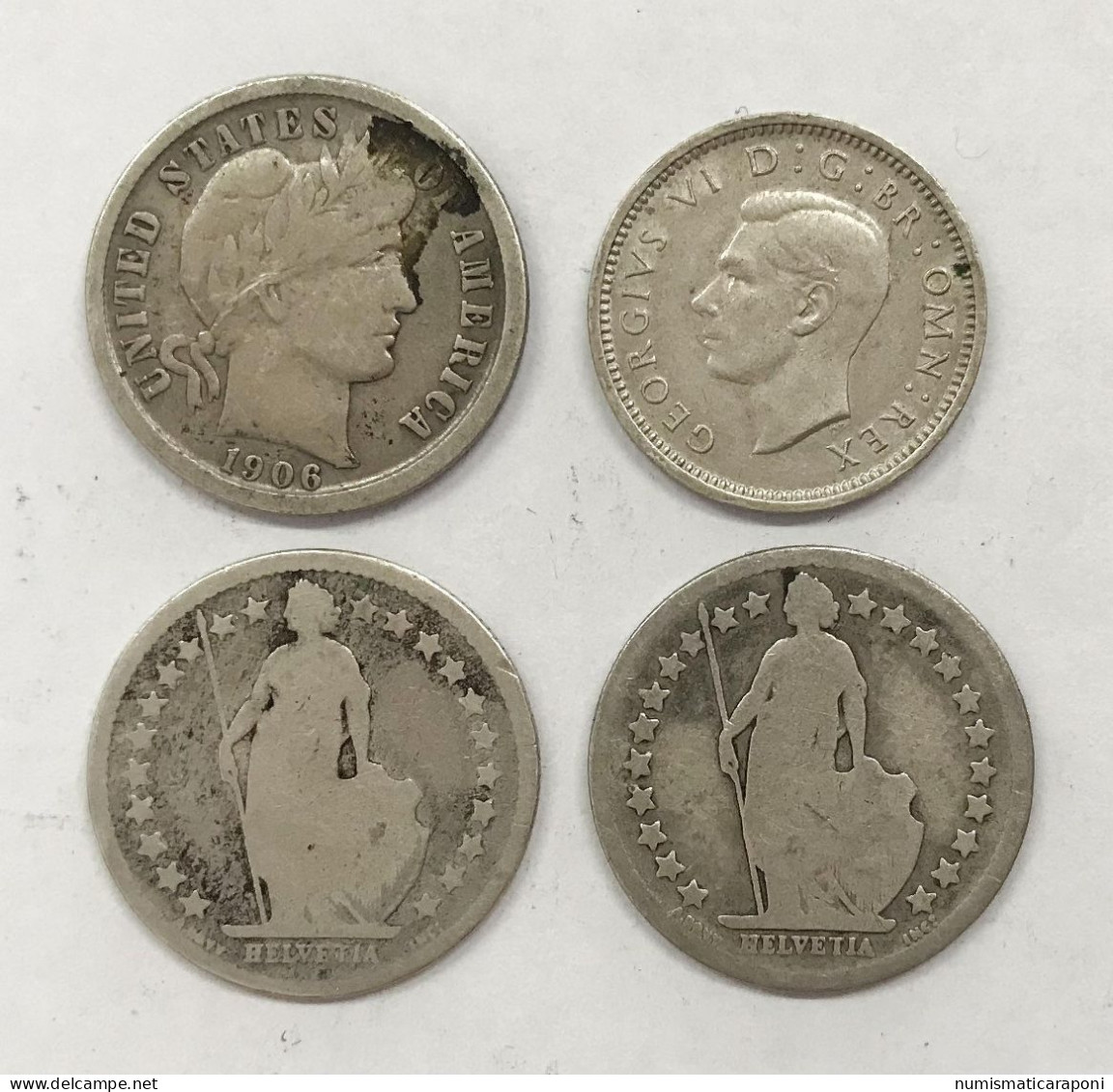 SVIZZERA 1/2  FRANCO 1879 X 2ES + USA DIME 1906 + GRAN BRETAGNA 3 PENCE 1941  E.920 - Autres & Non Classés