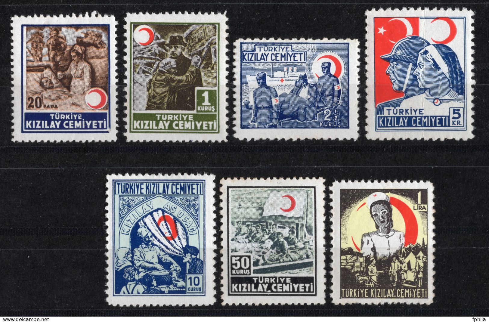 1944 - 1945 TURKEY RED CRESCENT SOCIETY STAMPS ACHIEVEMENTS OF THE RED CRESCENT MNH ** - Wohlfahrtsmarken