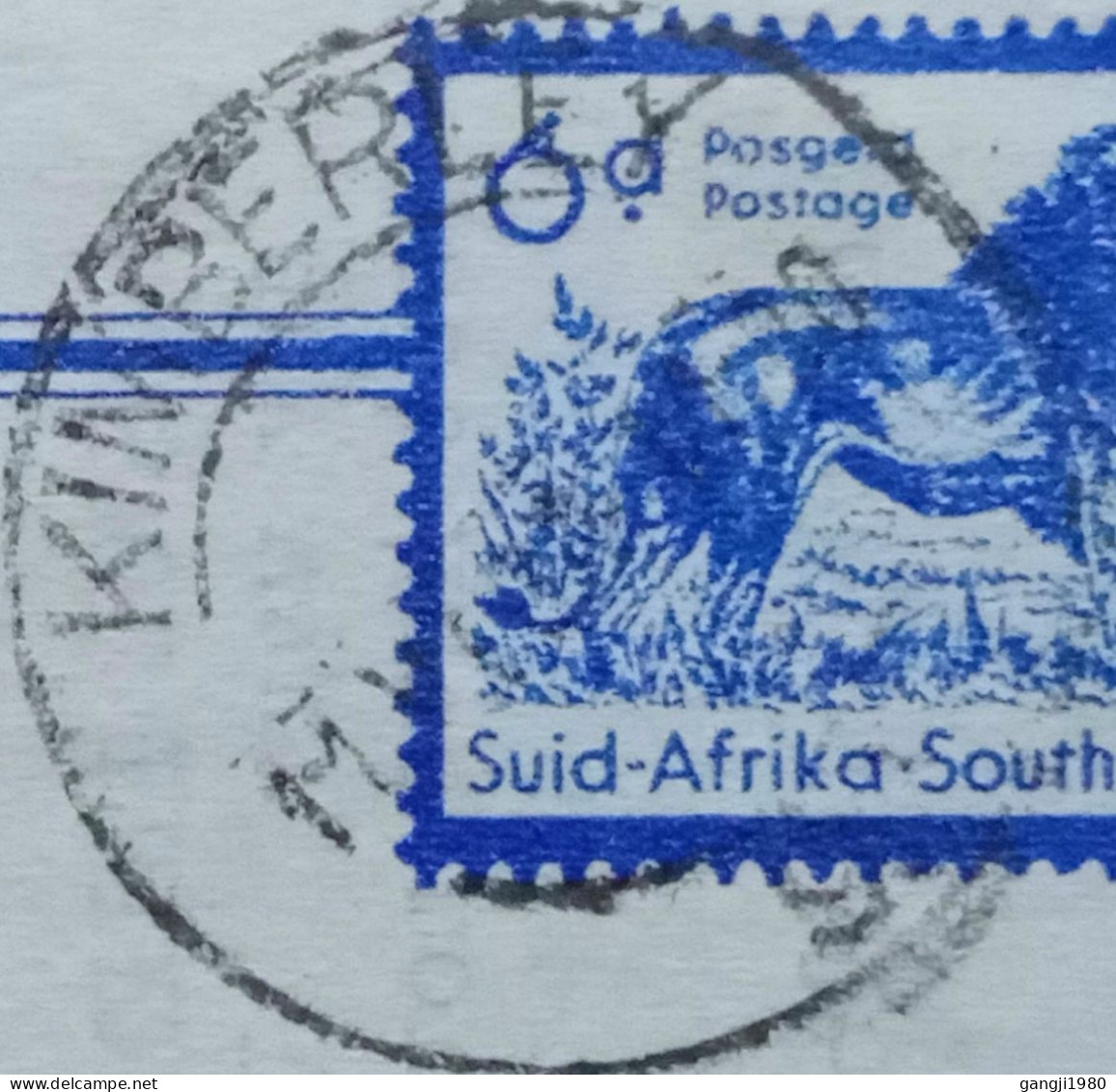 SOUTH AFRICA 1960, STATIONERY AEROGRAMME, 6 D VALUE, USED TO ENGLAND, LION  ANIMAL, KIMBERLY CITY CANCEL - Briefe U. Dokumente