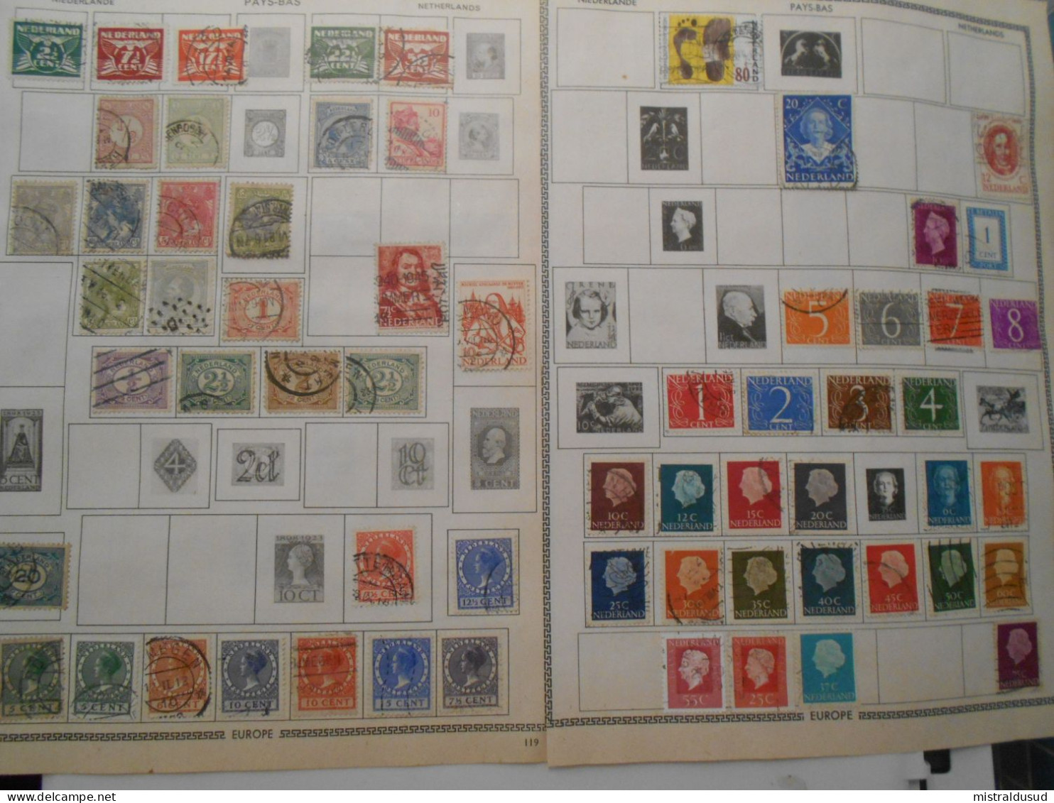 Pays Bas Collection , 100 Timbres Obliteres Sur Pages D Album - Collections