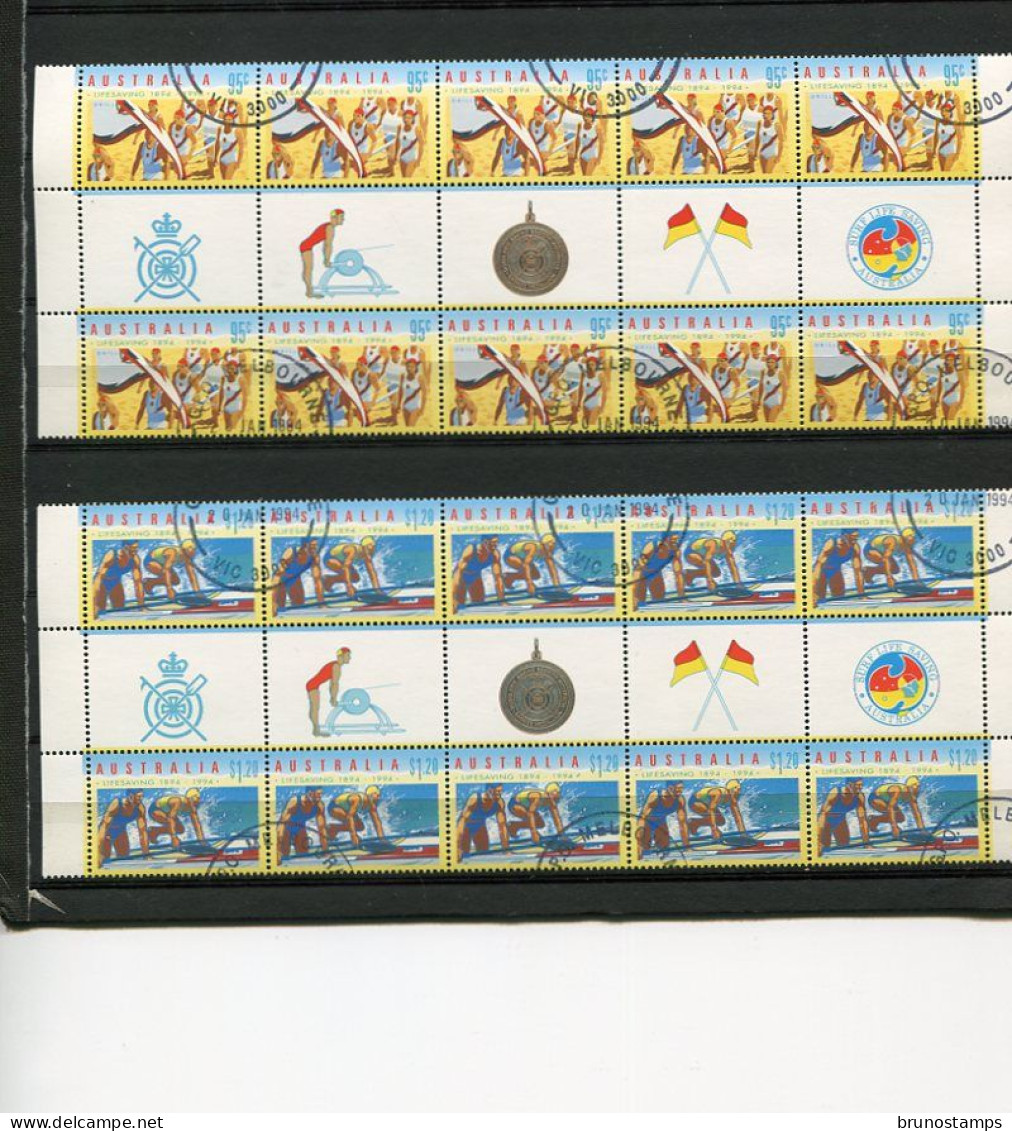 AUSTRALIA - 1994  LIFE SAVING  GUTTER  STRIPS  (4)   FINE USED - Blocchi & Foglietti