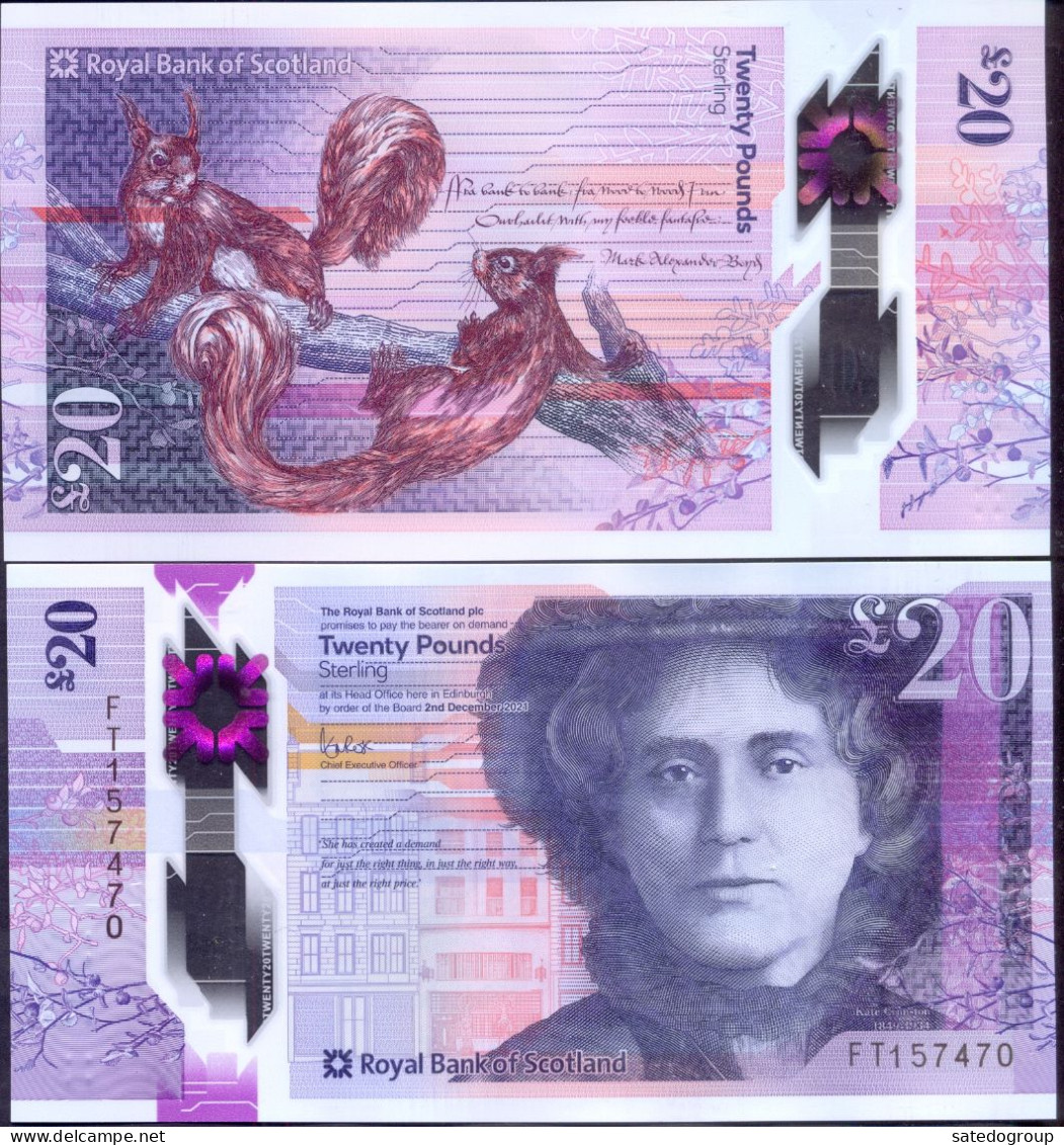 Scotland 20 Pounds 2021 UNC P- W372 < Royal Bank Of Scotland > Polymer 2021.12.02 - 20 Pounds