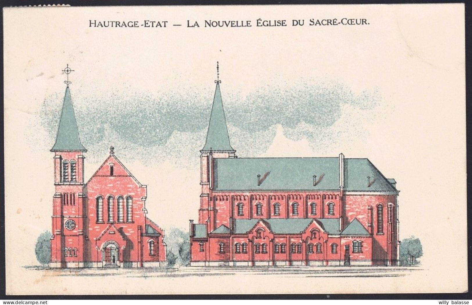 +++ CPA - HAUTRAGE - ETAT - La Nouvelle Eglise Du Sacré Coeur  // - Saint-Ghislain