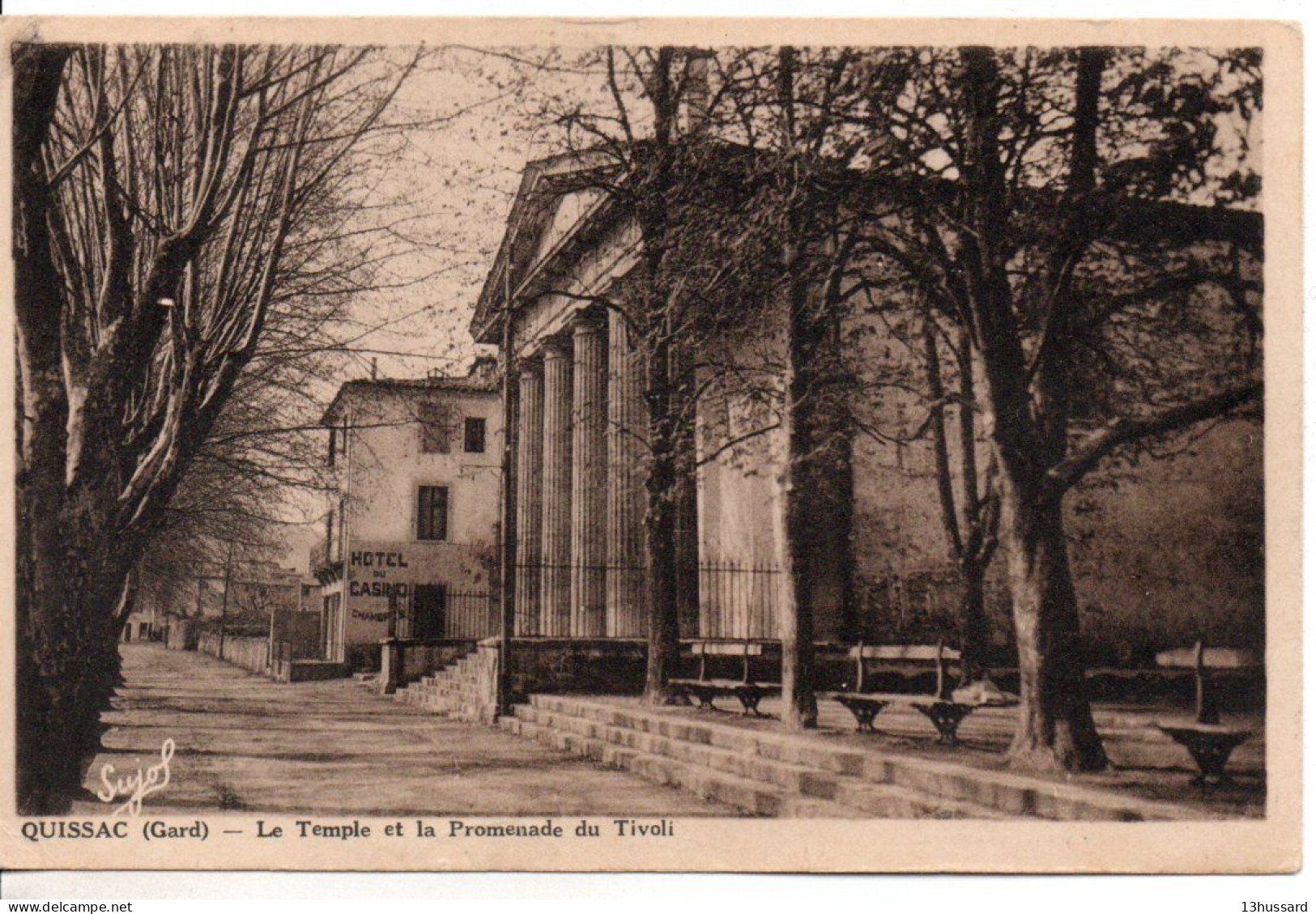 Carte Postale Ancienne Quissac - Le Temple Et La Promenade Du Tivoli - Religion - Quissac