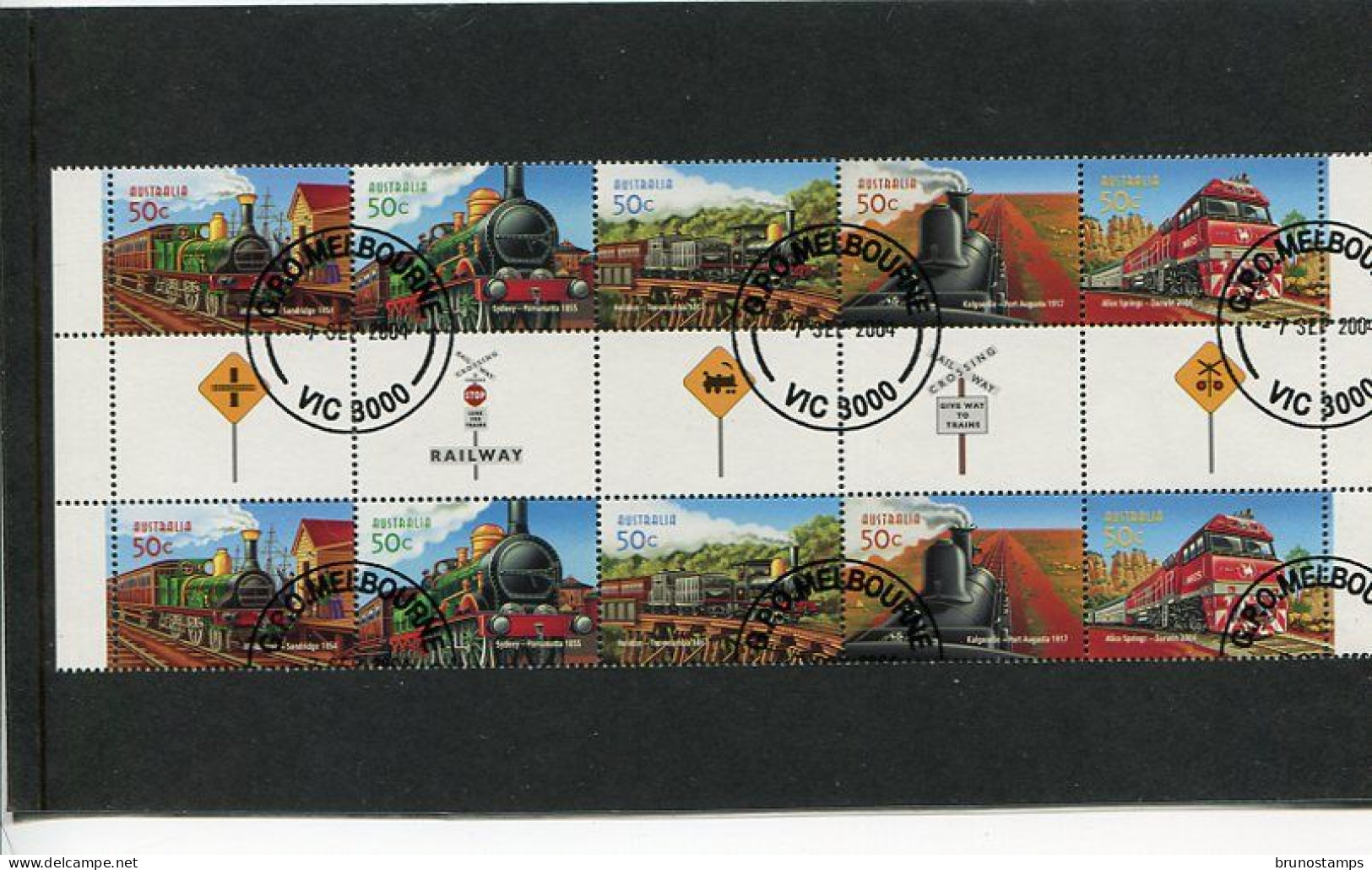 AUSTRALIA - 2004  RAILWAYS  GUTTER  STRIP  FINE USED - Blocks & Sheetlets