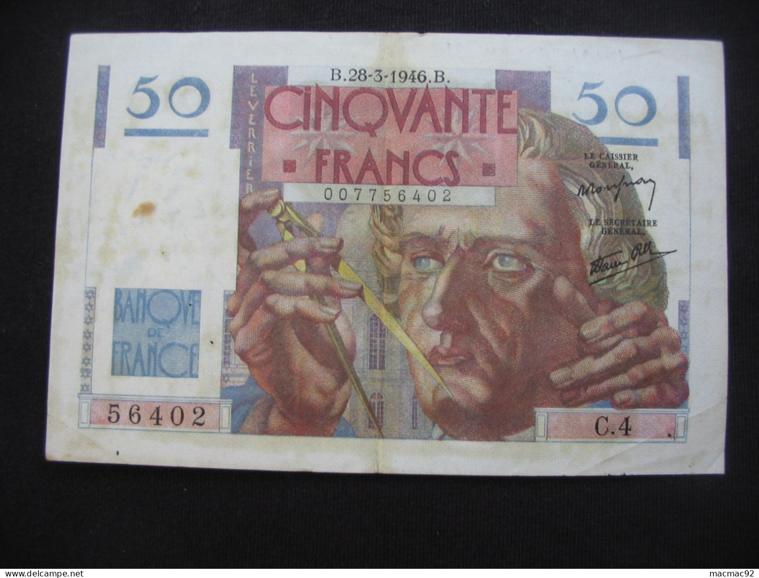 50 Cinquante  Francs LE VERRIER - 28-3-1946   **** EN ACHAT IMMEDIAT **** - 50 F 1946-1951 ''Le Verrier''