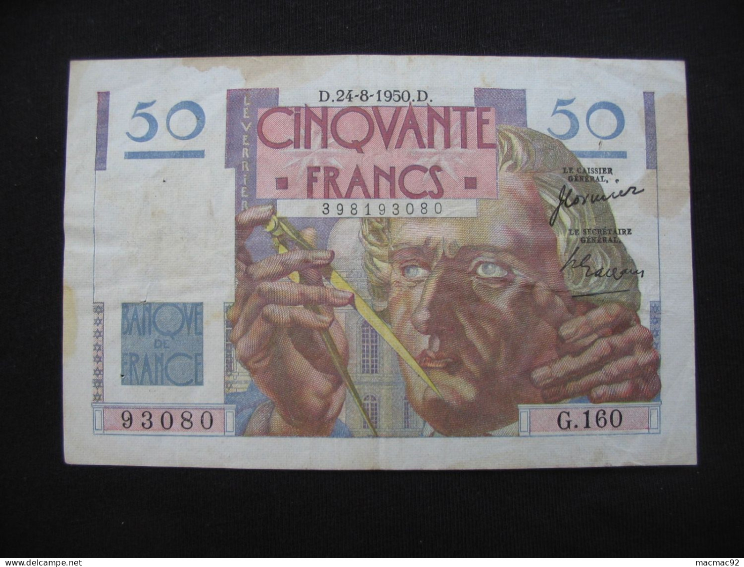 50 Cinquante  Francs LE VERRIER - 24-8-1950   **** EN ACHAT IMMEDIAT **** - 50 F 1946-1951 ''Le Verrier''