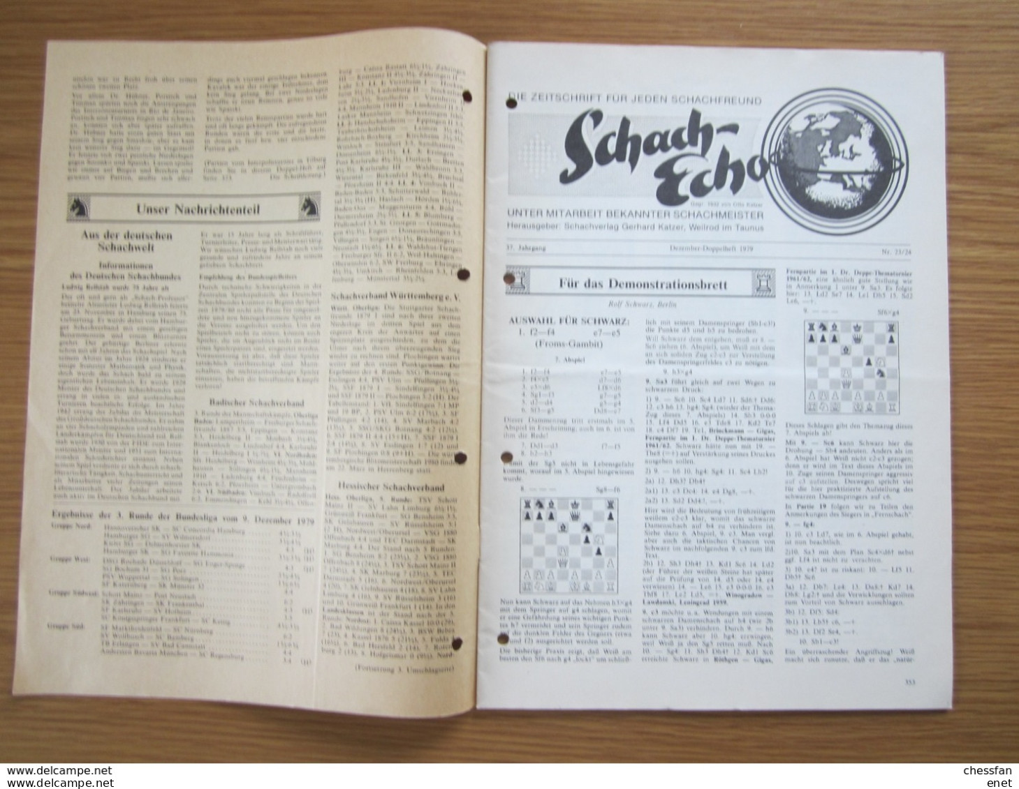 Schach Chess Ajedrez échecs - Schach-Echo -Nr 23 / 1979 - Deportes