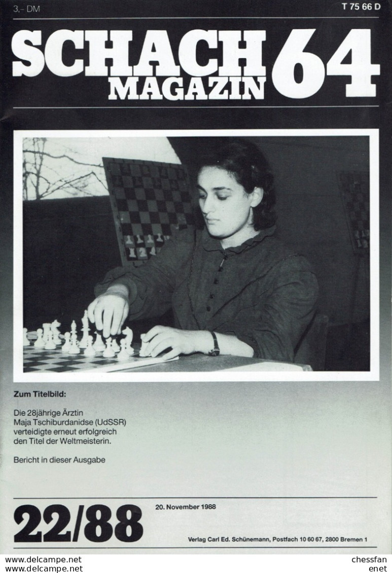 Schach Chess Ajedrez échecs - Schach Magazine - Nr 22 / 1988 - Deportes