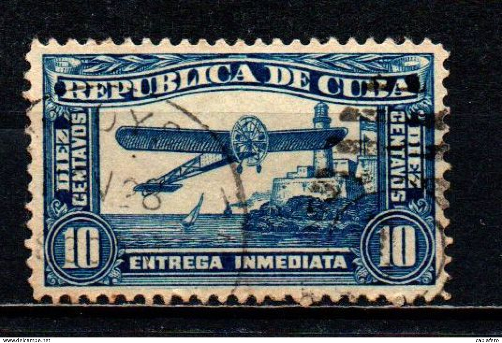 CUBA - 1914 - Airplane And Morro Castle - USATO - Express Delivery Stamps