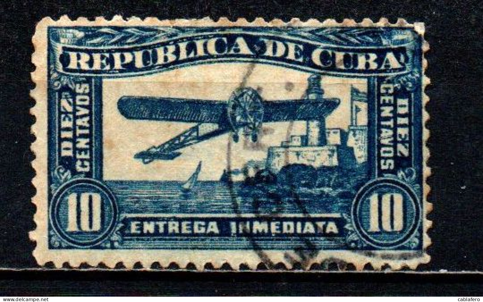 CUBA - 1914 - Airplane And Morro Castle - USATO - Timbres Express