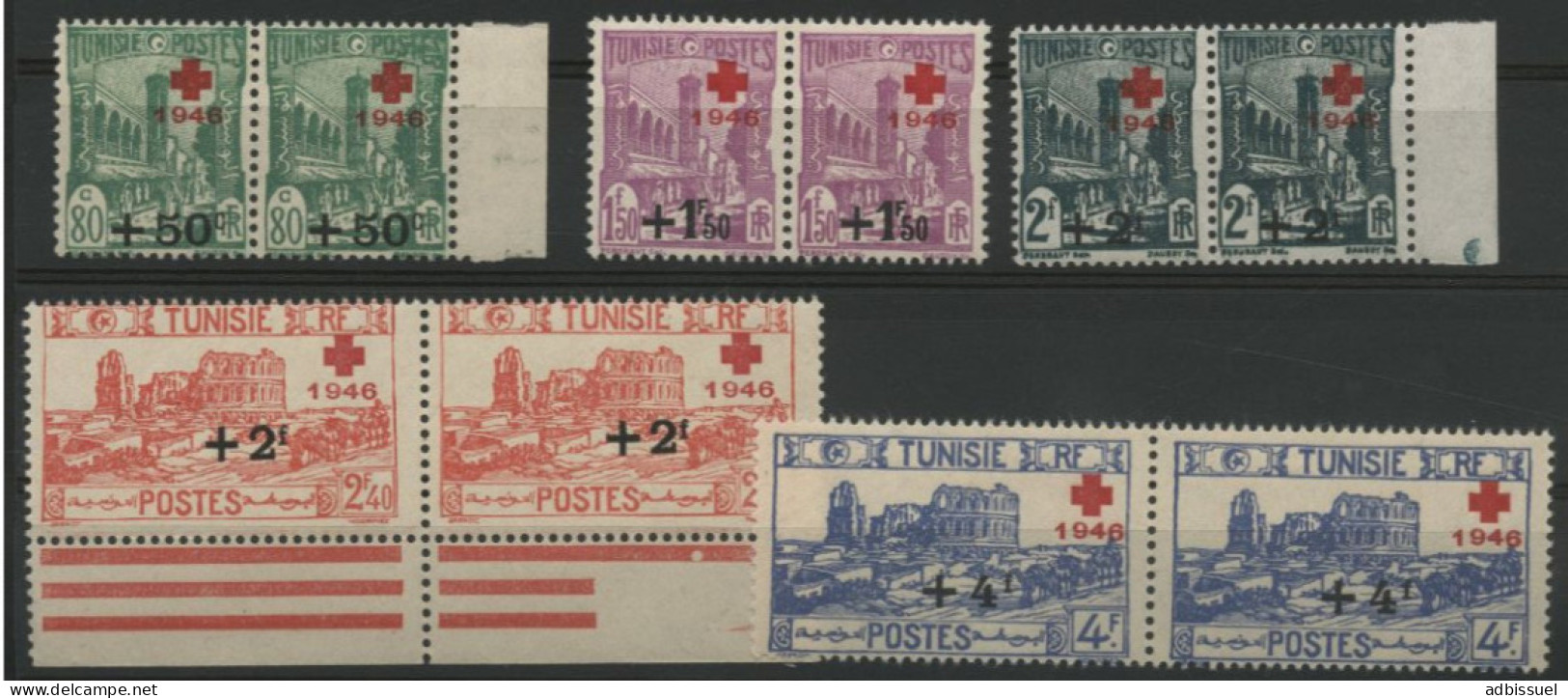 TUNISIE N° 305 à 309 Tous En PAIRE Neufs SANS Charnière ** (MNH) COTE 20 € Qualité TB - Nuevos