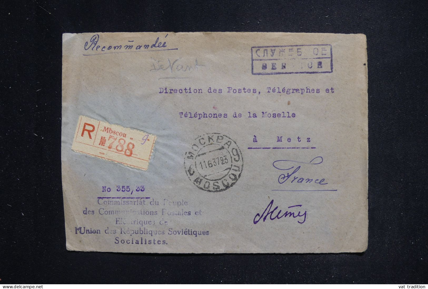 U.R.S.S. - Enveloppe En Recommandé De Moscou Pour La France En 1937.- L 144488 - Covers & Documents