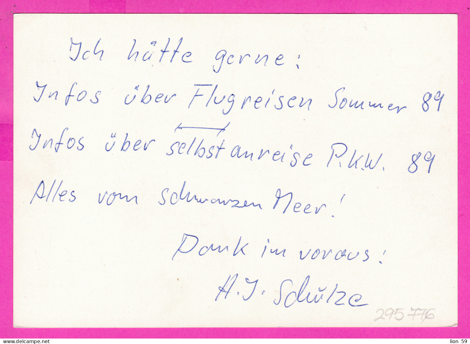 295776 / Germany BRD Berlin 1988 - 60 Pf. (Schloss Rheydt) Flamme Berlin "Saumur France .." Stationery Ganzsachen PSC - Postkaarten - Gebruikt