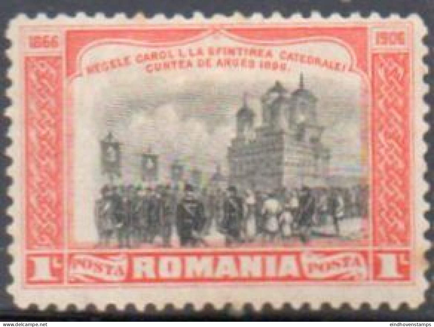 Romania 1906 1 Leu 1 Value MH 06-6.09 King Carol At The Cathedral In Cortes De Arges - Ongebruikt