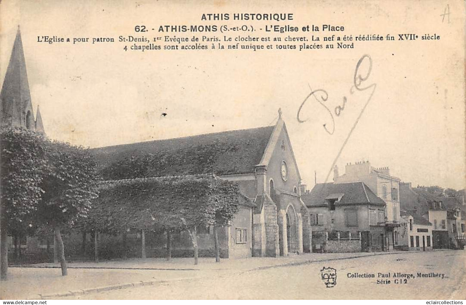 Athis Mons           91         L'Eglise Et La Place    N° 62        (voir Scan) - Athis Mons