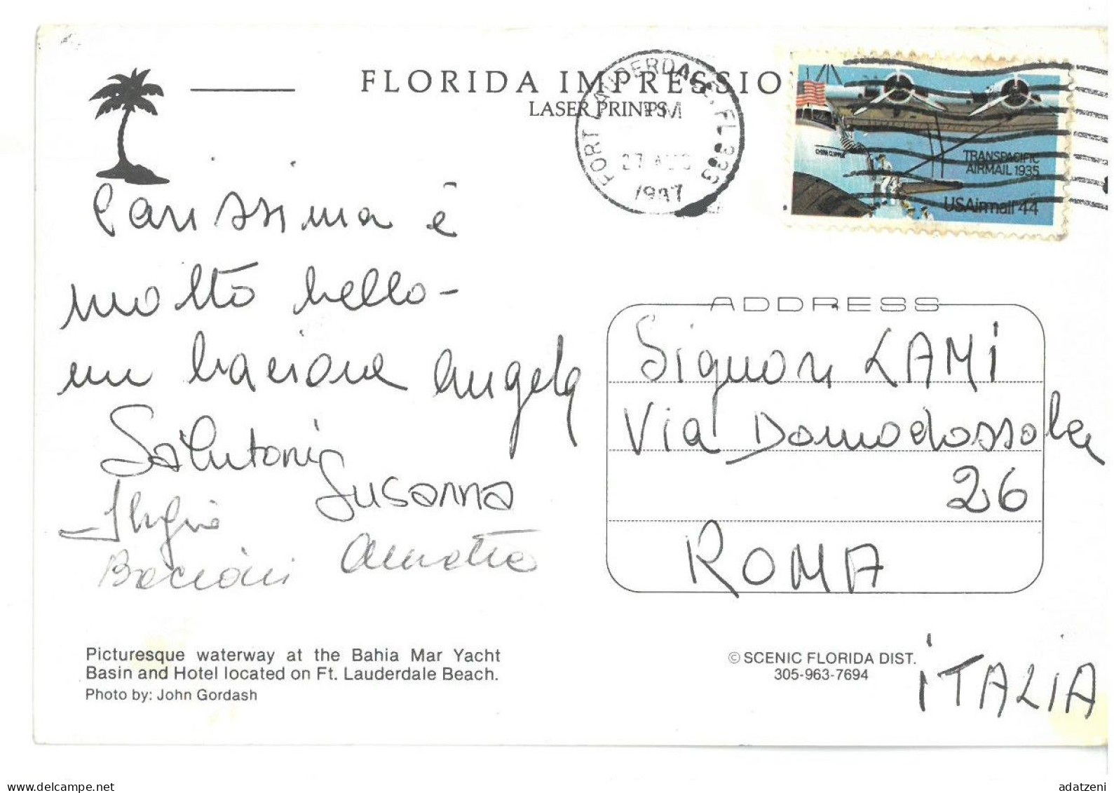 BR4124 U.S.A. Florida Ft. Lauderdale Viaggiata 1987 Verso Roma - Fort Lauderdale