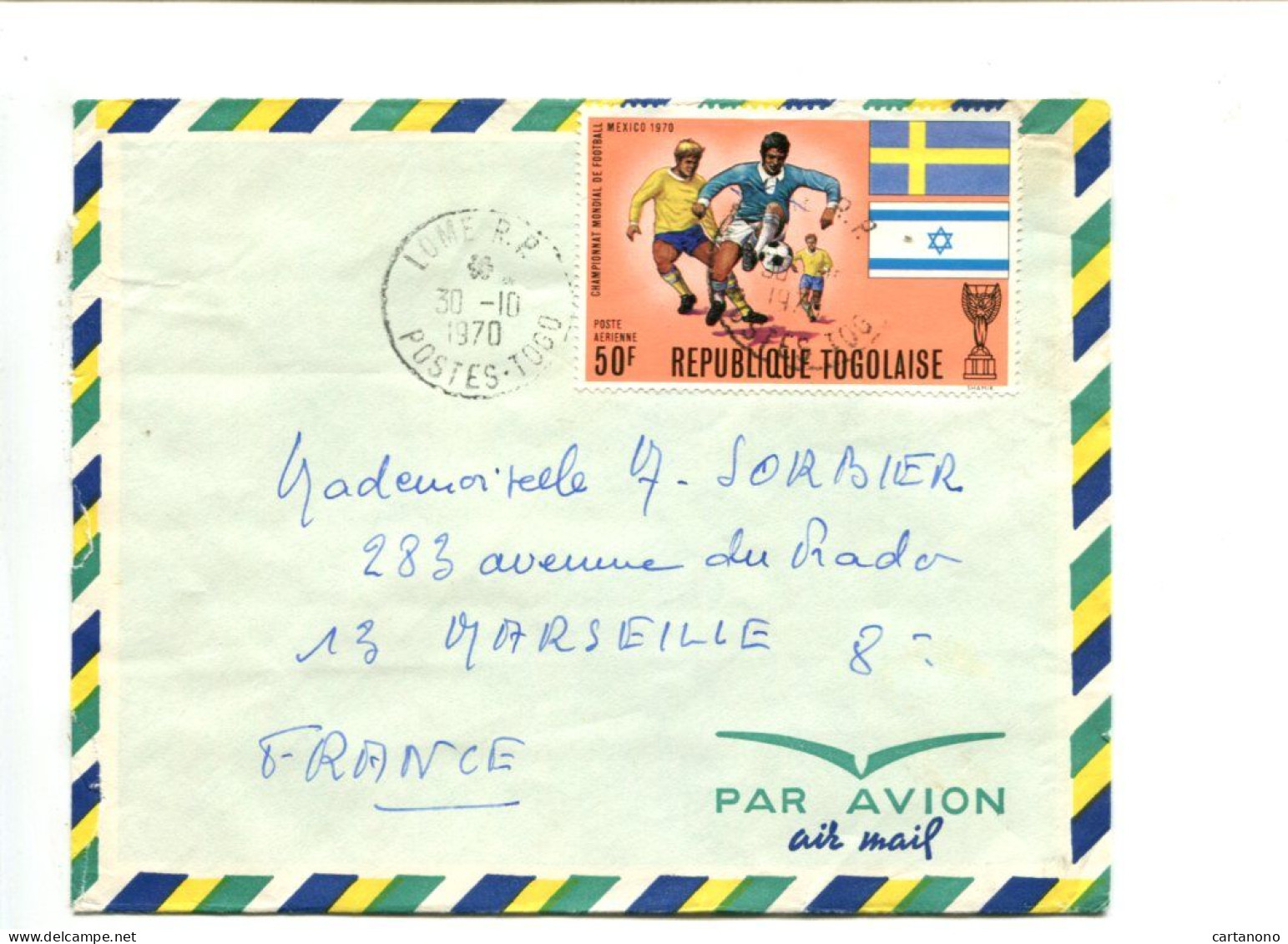 SPORT - Rép. Togolaise - Affranchissement Sur Lettre Par Avion - Football / Coupe Du Monde Mexico 1970 - 1970 – Mexique