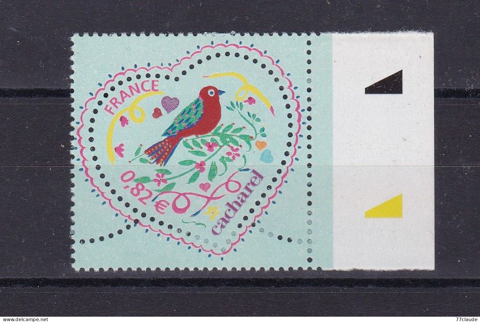 COEUR DE CACHAREL N°3748a VARIETE SIGNE CALVES BORD DE FEUILLE SANS LA POSTE & ITVF - Unused Stamps