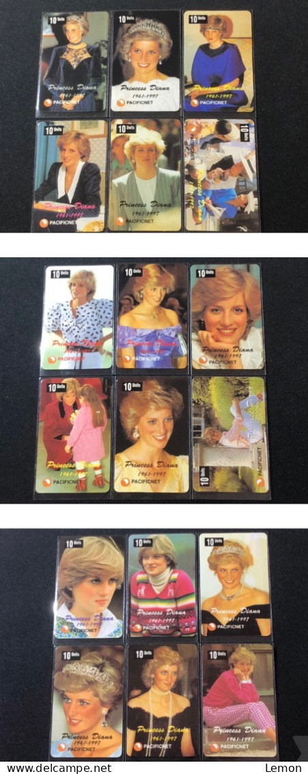 Mint Hong Kong PACIFICNET Phonecard, Princess Diana Limited Edition, Set Of 18 Mint Cards, 2000 EX Only - Hongkong