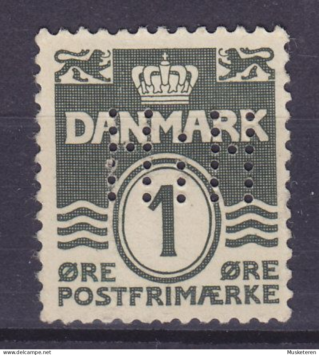 Denmark Perfin Perforé Lochung (H37) 'HiH' Forsikring Haand I Haand, København (Inssurance) 1 Øre Wellenlinien, MNH** - Varietà & Curiosità