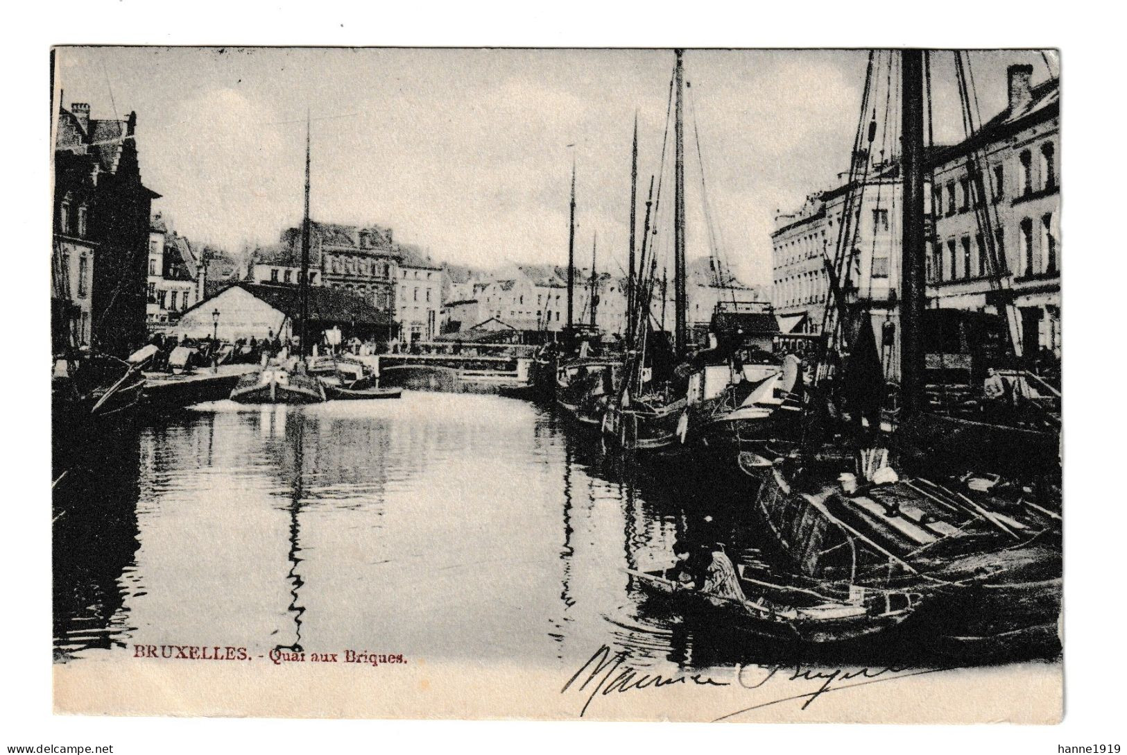 Bruxelles Le Port Quai Aux Briques Brussel Scheepvaart Bateaux 1903 Timbre RF Chiffre Taxe Poste Htje - Maritiem