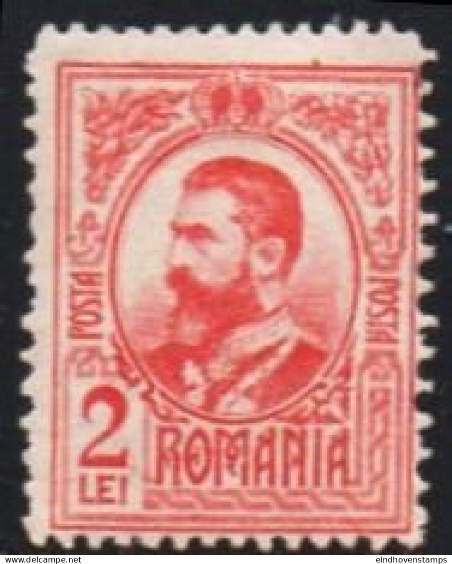 Romania 1908 2 Leu King Carol I, 1 Value MH 08``-1.08 - Unused Stamps