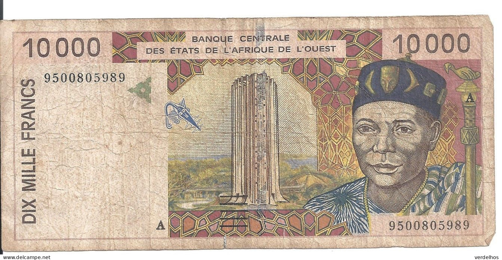 COTE D'IVOIRE 10000 FRANCS ND1995 VG+ P 114A C - Côte D'Ivoire