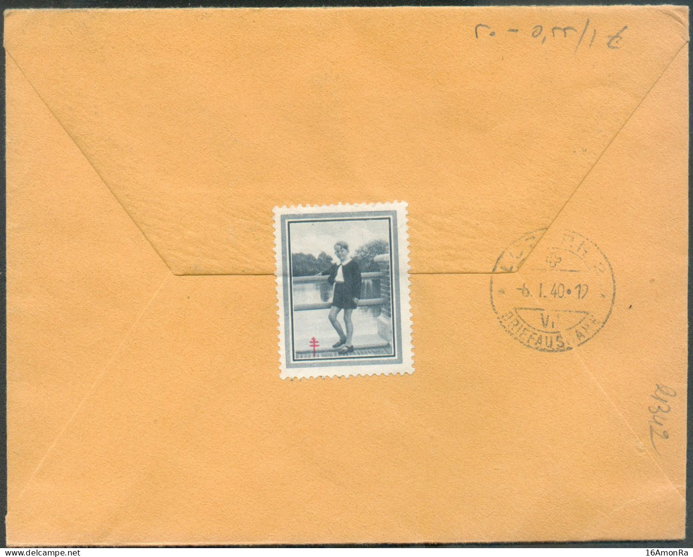 1Fr75 NAMUR (paire) Obl. Sc LIEGE 1 Sur Lettre Recommandée Du 6-1-1940 Vers Lucerne (Suisse) + Verso : Vignette Baudouin - Storia Postale