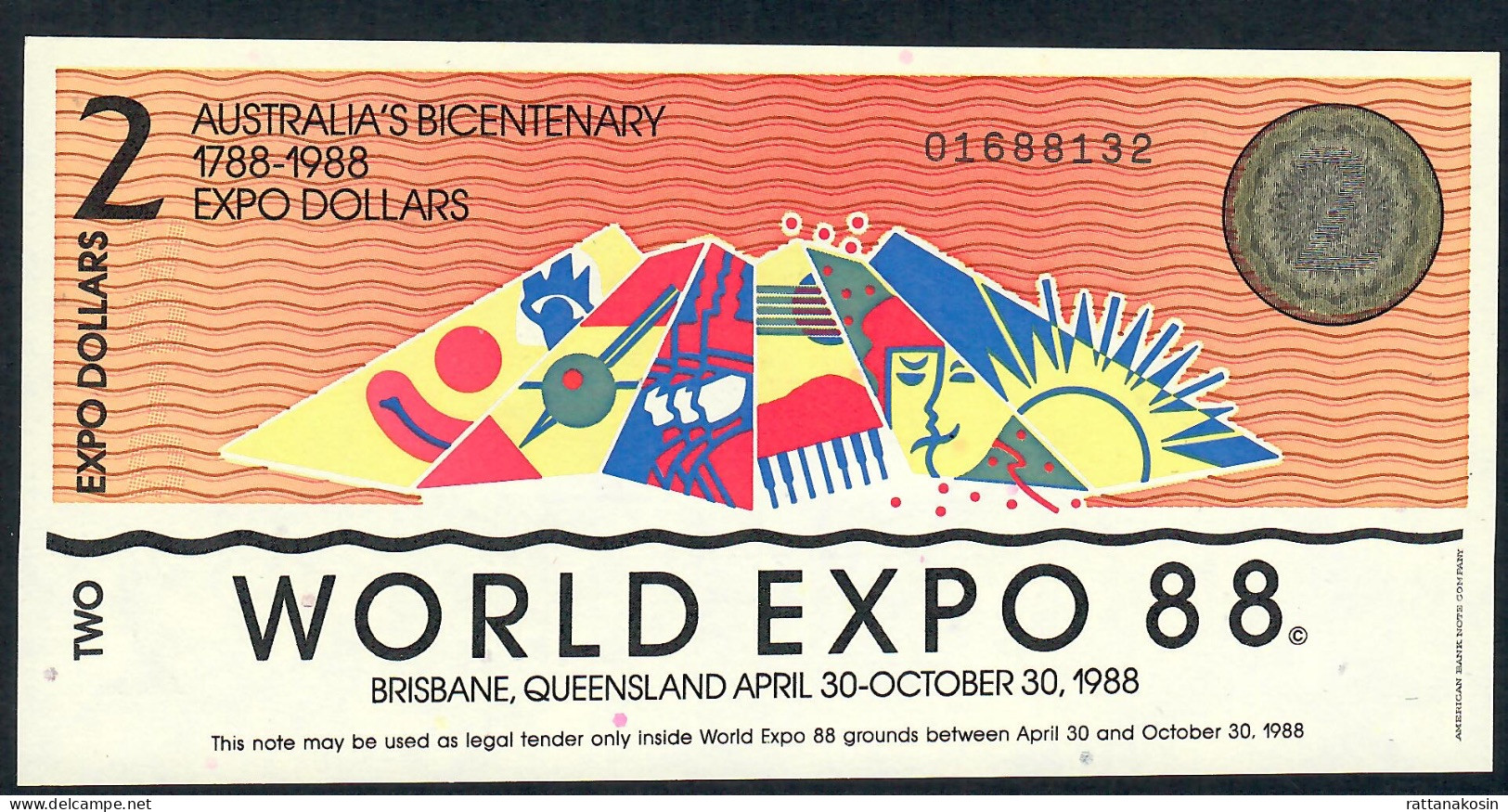 AUSTRALIA NLP 2 DOLLARS  WORLD EXPO 1988 UNC. - Andere & Zonder Classificatie