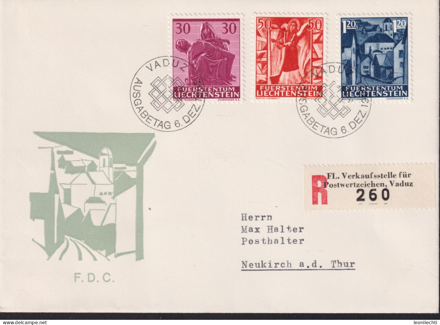 1962 Liechtenstein R- Brief MI:LI 424-426, Yt:LI 370-372, Zum.LI 361-363, Weihnachten - Lettres & Documents