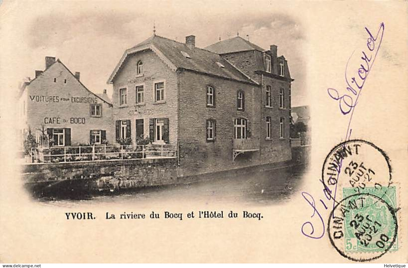 Yvoir La Rivière Du Bocq Et L'Hôtel Du Bocq 1900 Pour La Suisse Valais - Yvoir