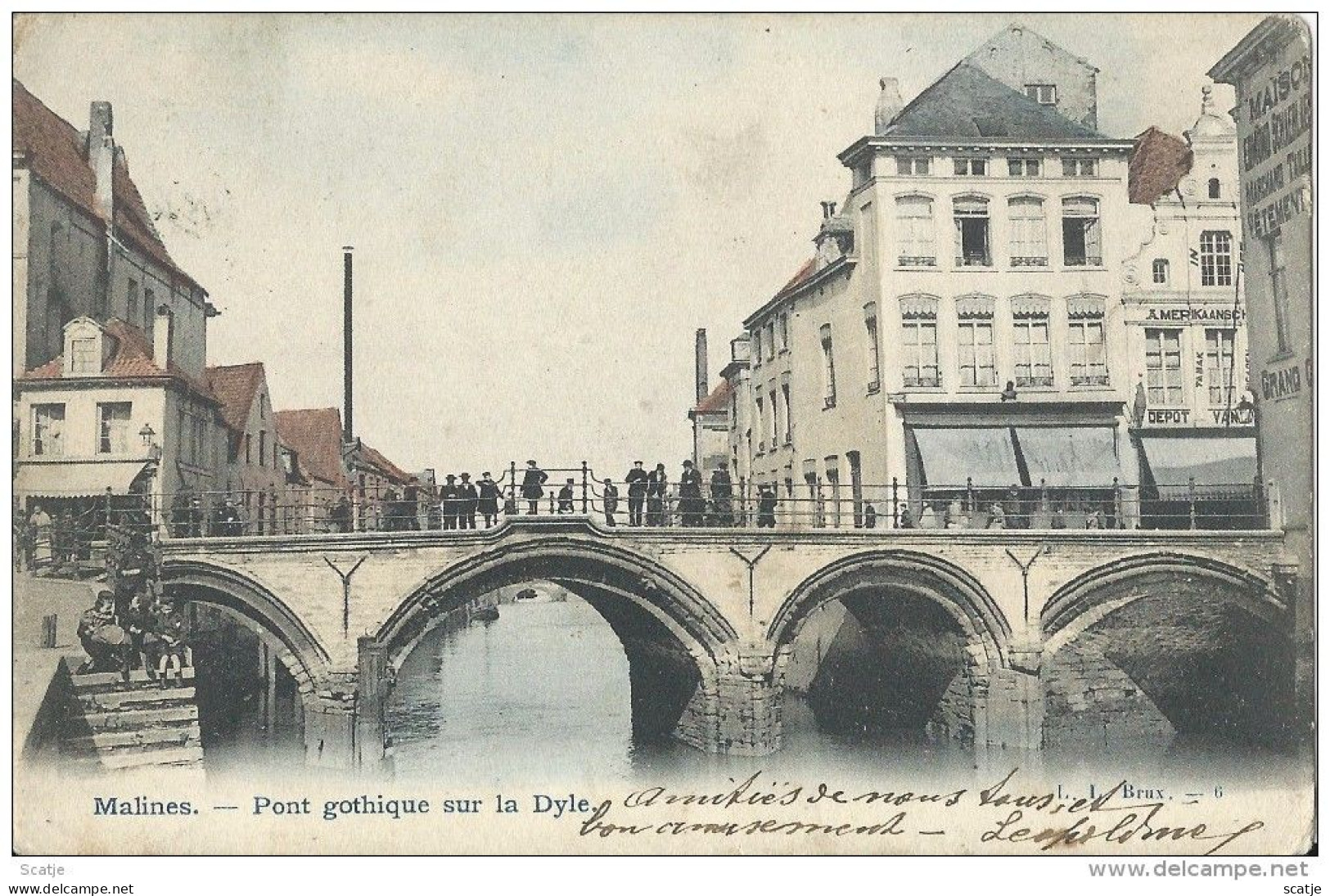 Malines.  -   Pont Gothique Sur La Dyle;  Prachtige Gekleurde Kaart  -  1904  Naar  Audenaerde - Malines