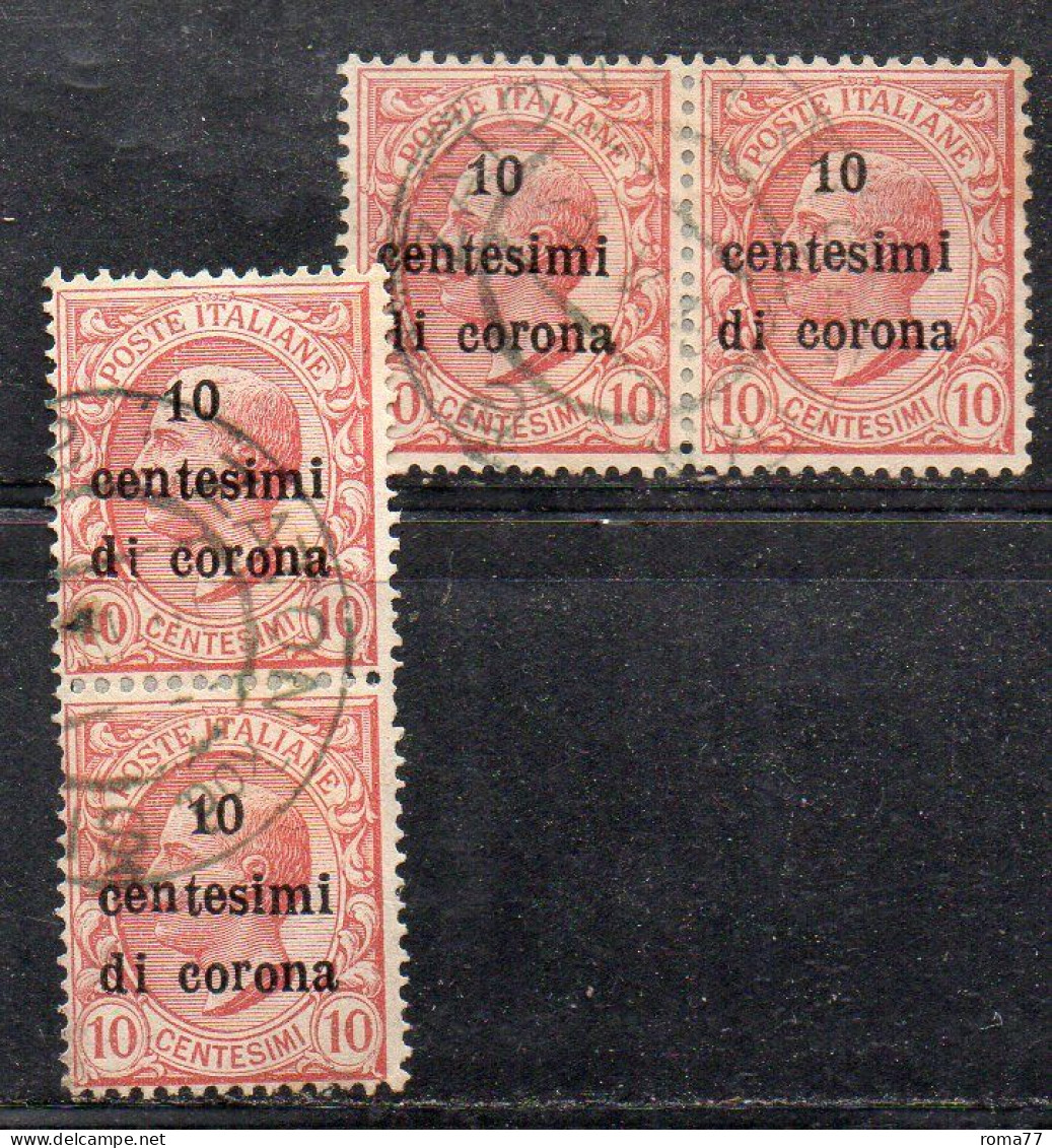 W343 - TRENTO & TRIESTE 1919 ,  10h/10cent 2 Coppie Usate:  Ricostruzione Annullo ZATON (Croazia) - Trentino & Triest