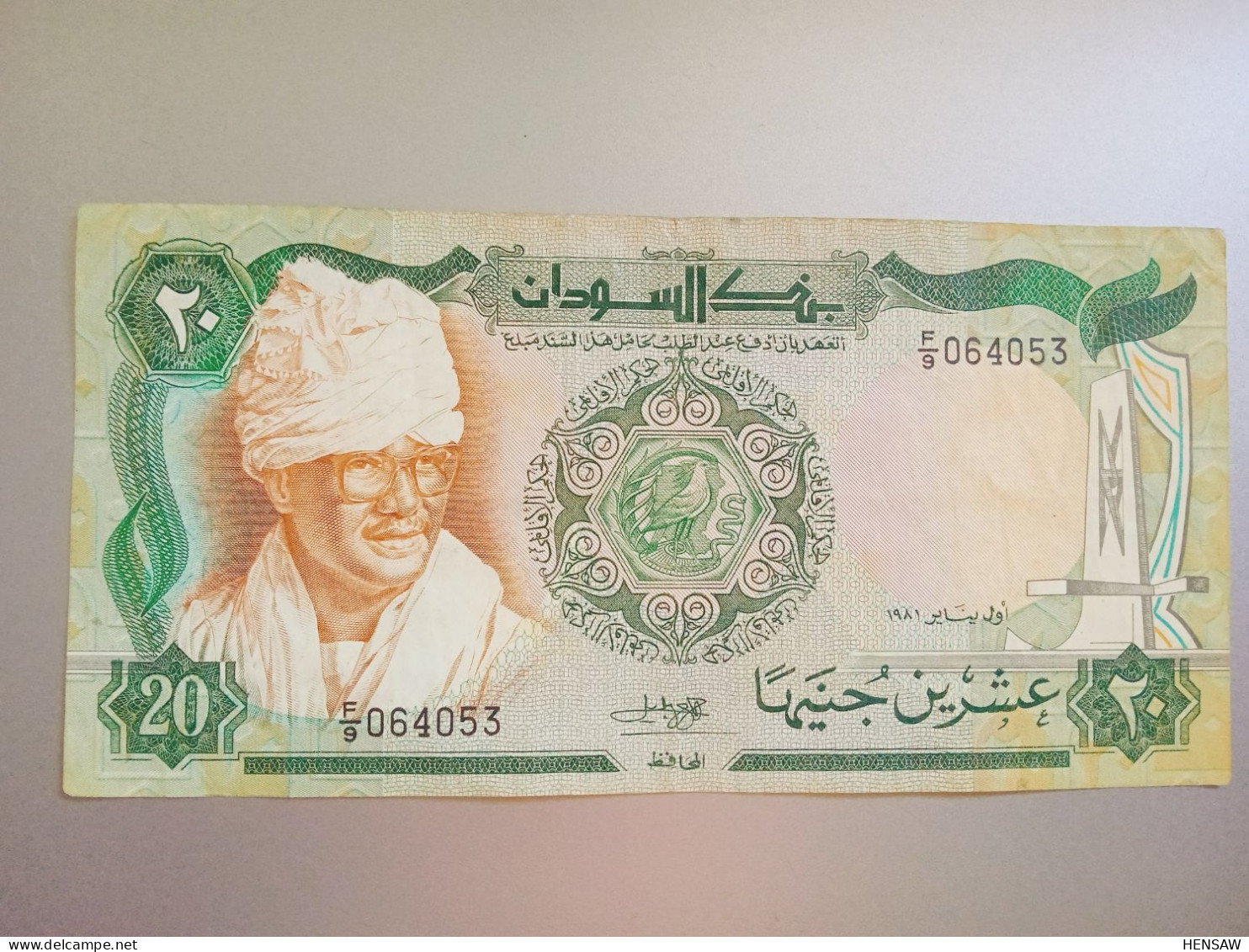 SUDAN 20 POUNDS 1981 P 21 EXTREMELY RARE NOTE !!!! USED USADO - Soudan