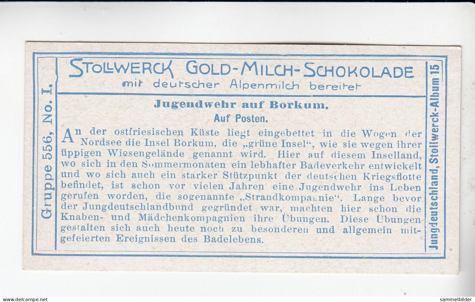 Stollwerck Album No 15  Jugendwehr Auf Borkum Auf Posten Grp 556#1 Von 1915 - Stollwerck