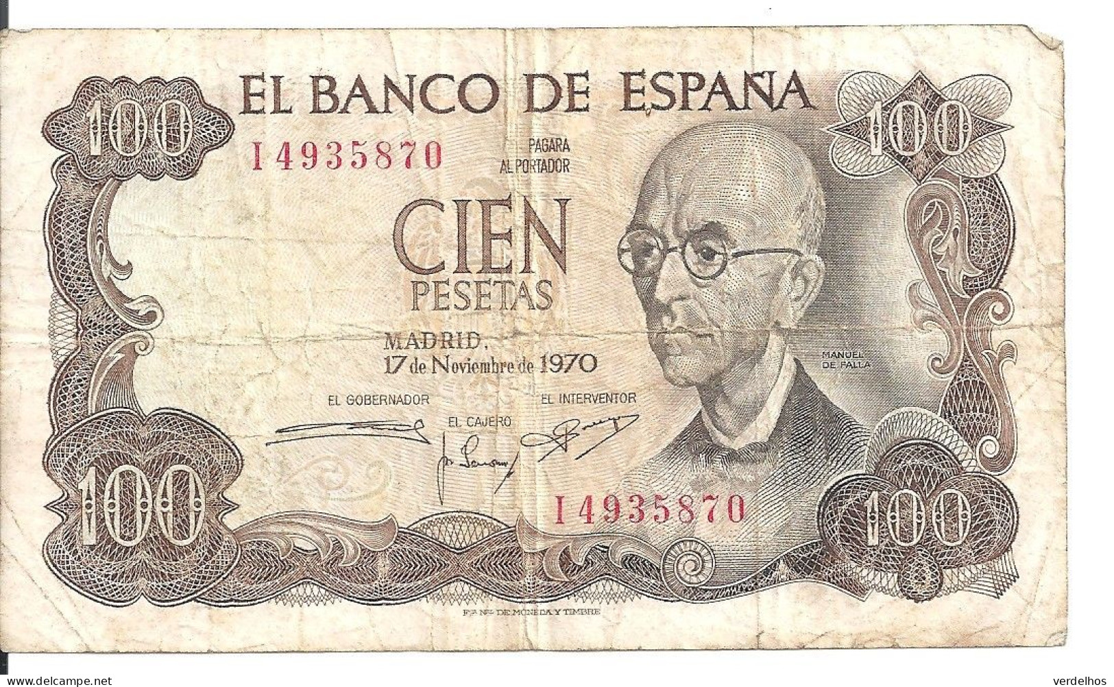 ESPAGNE 100 PESETAS 1970 VF P 152 - 100 Peseten