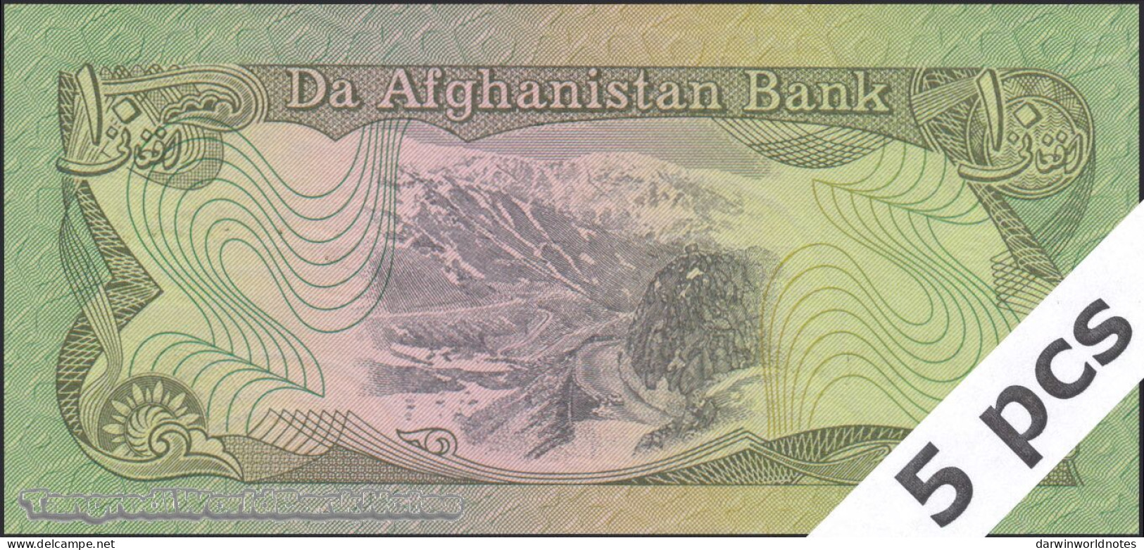 DWN - AFGHANISTAN P.55a - 10 Afghanis SH 1358 (1979) UNC Various Prefixes DEALERS LOT X 5 - Afghanistán
