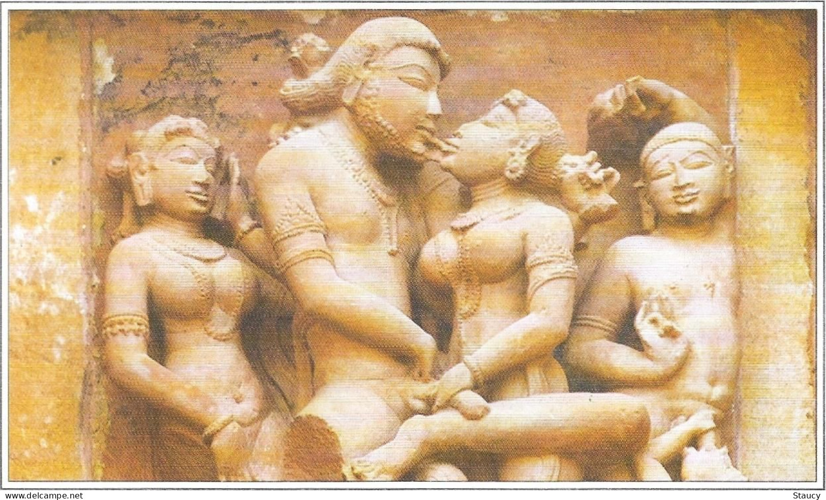 India Khajuraho Temples MONUMENTS - Erotic Figure From Lakshman TEMPLE 925-250 A.D Picture Post CARD New Per Scan - Völker & Typen