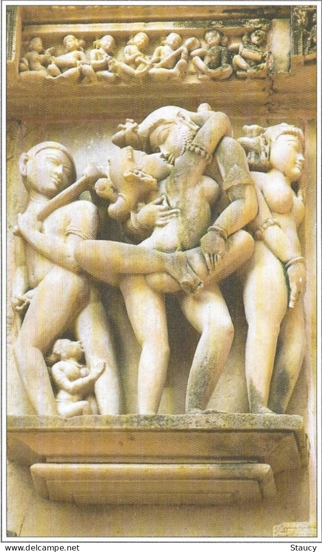 India Khajuraho Temples MONUMENTS - Erotic Figure From Lakshman TEMPLE 925-250 A.D Picture Post CARD New Per Scan - Etnicas