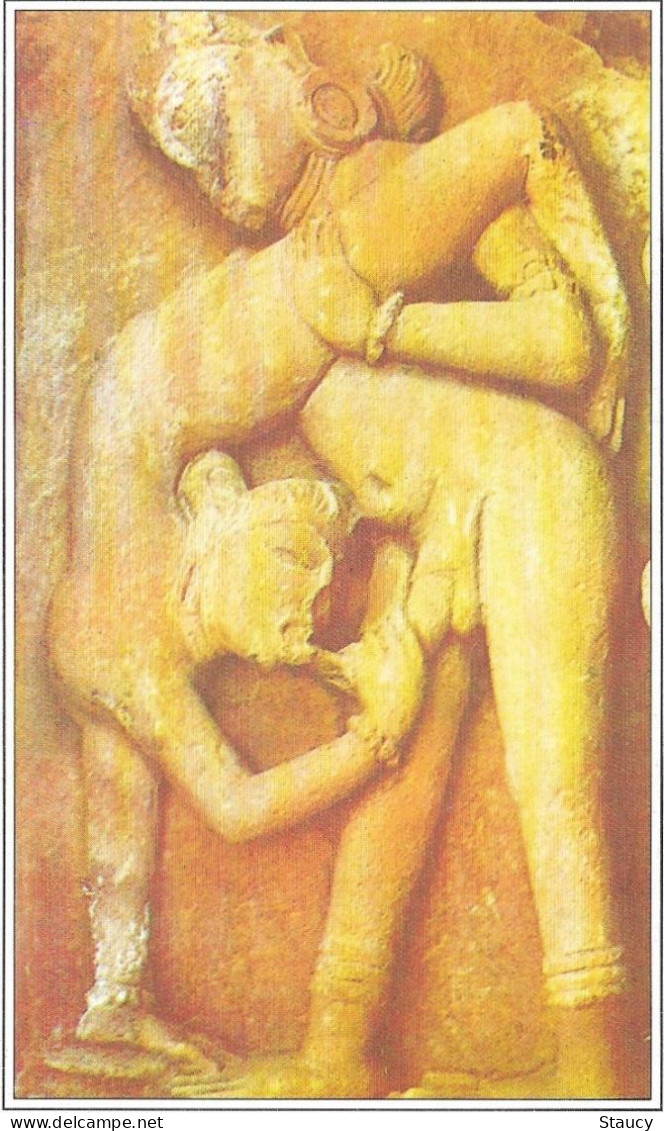 India Khajuraho Temples MONUMENTS - Erotic Figure From Duladeo TEMPLE 925-250 A.D Picture Post CARD New Per Scan - Ethnics