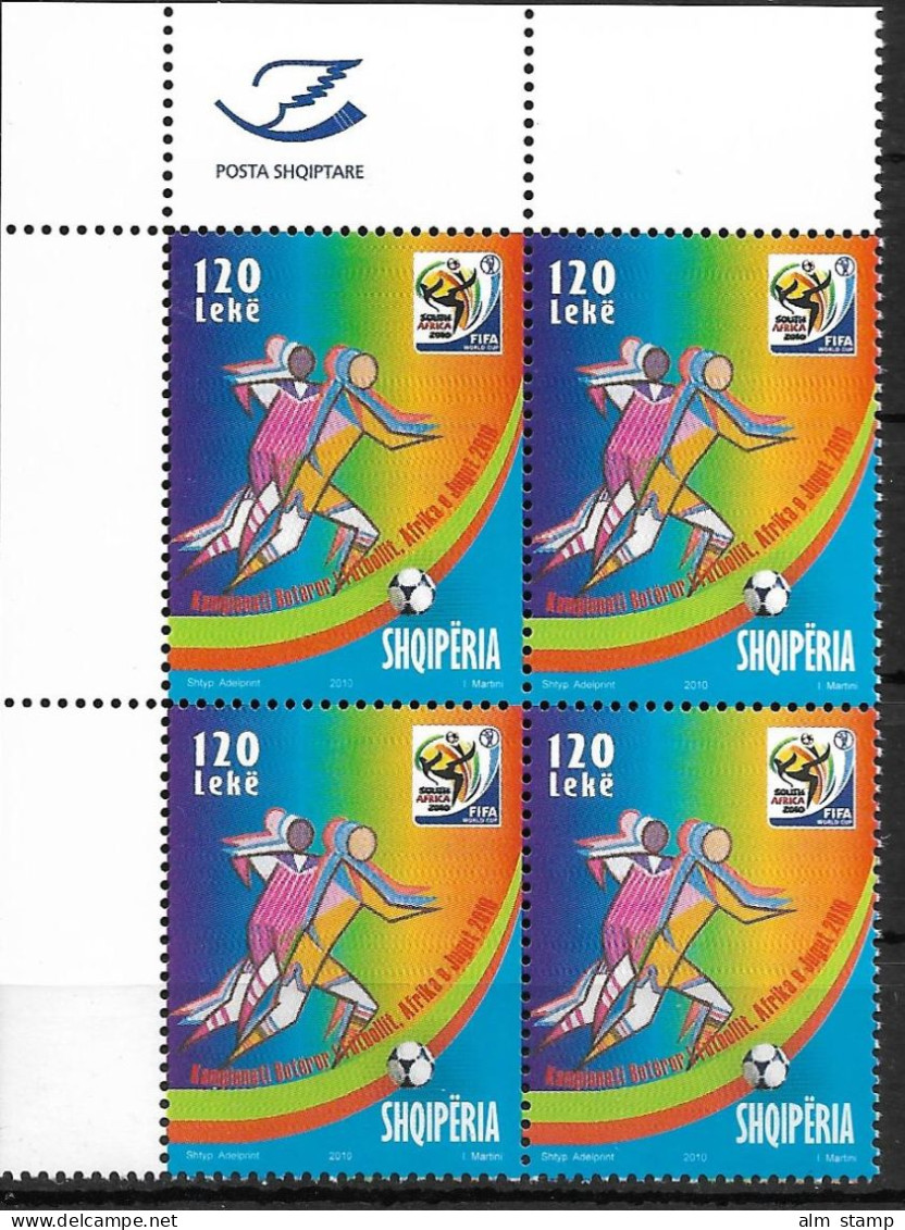 2011 Albanien Mi. 3340 **MNH Fußball-Weltmeisterschaft, Südafrika      Marken Aus Großbogen - 2010 – África Del Sur