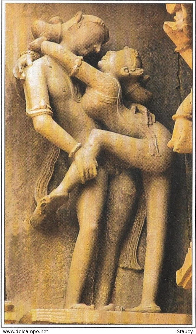 India Khajuraho Temples MONUMENTS - Erotic Figure From Devi Jagdambi TEMPLE 925-250 A.D Picture Post CARD New Per Scan - Ethnics