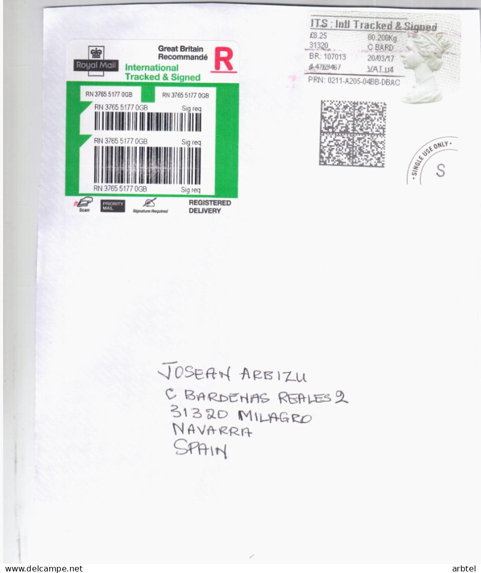 REINO UNIDO FRONTAL CC CERTIFICADA ATM ITS - Briefe U. Dokumente