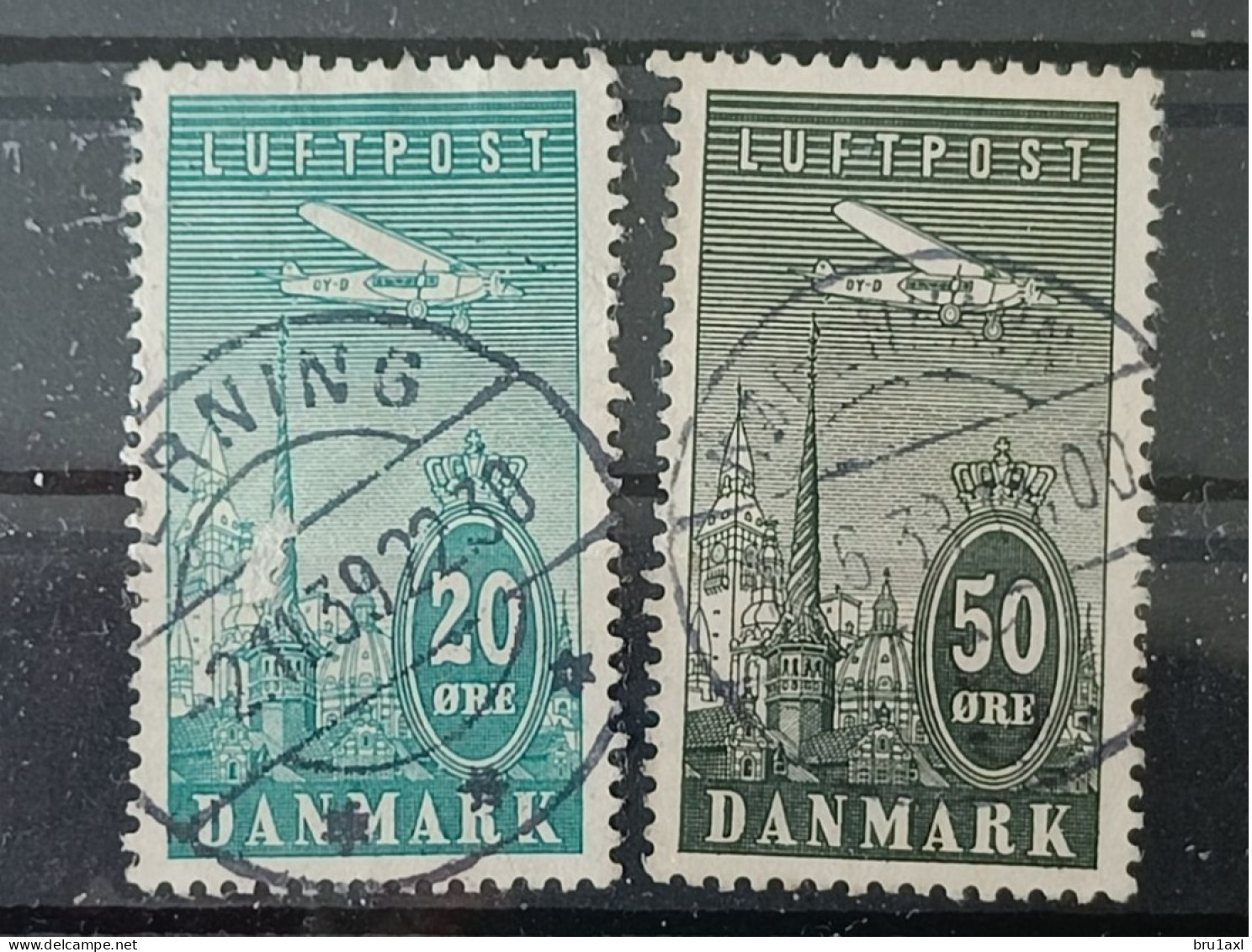 Denmark Danmark Air Aero 1934 Yv 8-9 (489) - Airmail