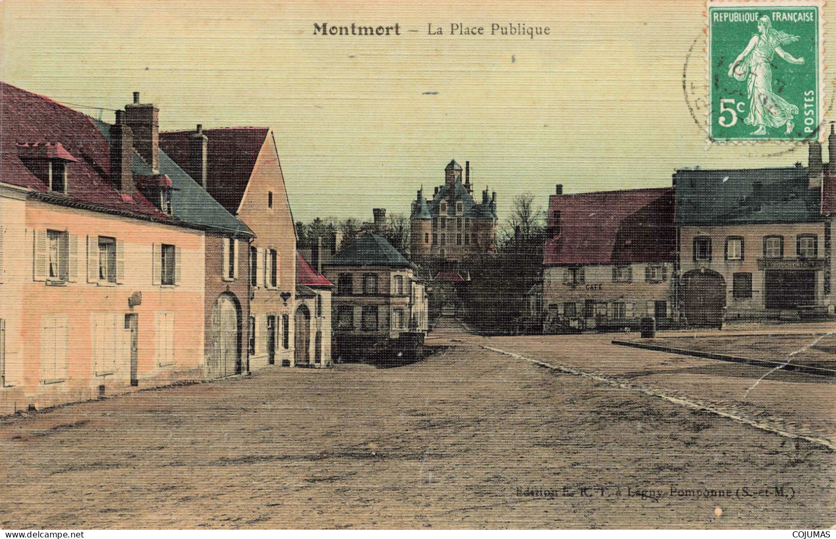51 - MONTMORT - S19382 - La Place Publique - Carte Toilée - Montmort Lucy